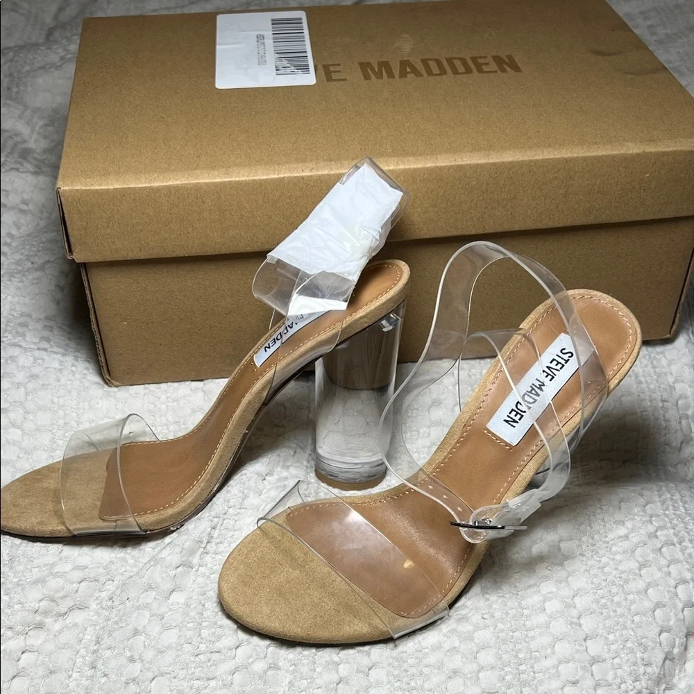 Steve Madden Transparent and Tan Heels size 5 - Picture 2 of 11